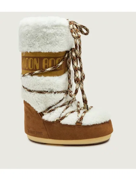 Moon Boot cizme de zapada din piele intoarsa MB ICON SHEARLING maro