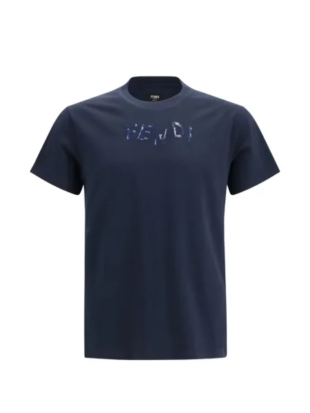 Tricou Fendi cu broderie albastru