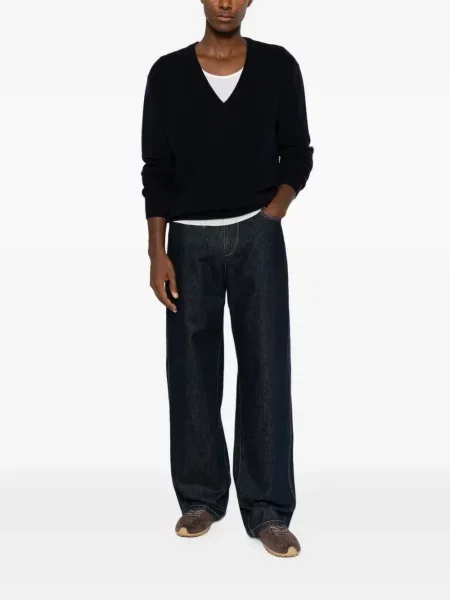 Kašmírový svetr Extreme Cashmere s výstřihem do v modrý
