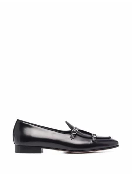 Pantofi monk Edhen Milano din piele cu cataramă negru