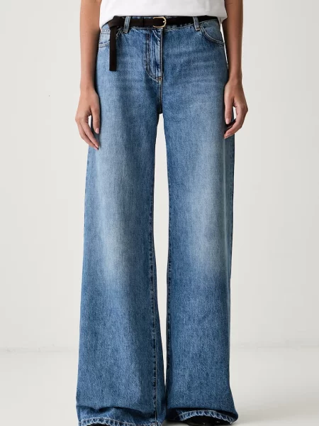 Elisabetta Franchi blugi wide leg pentru femei albastru