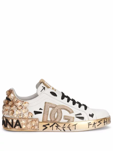 Sneakerși Dolce & Gabbana cu șireturi din dantelă cu autograf