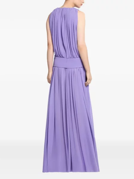 Rochie maxi Elie Saab de mătase drapată violet