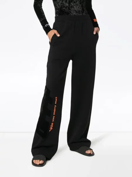 Pantaloni Off-white cu talie înaltă cu imagine alb