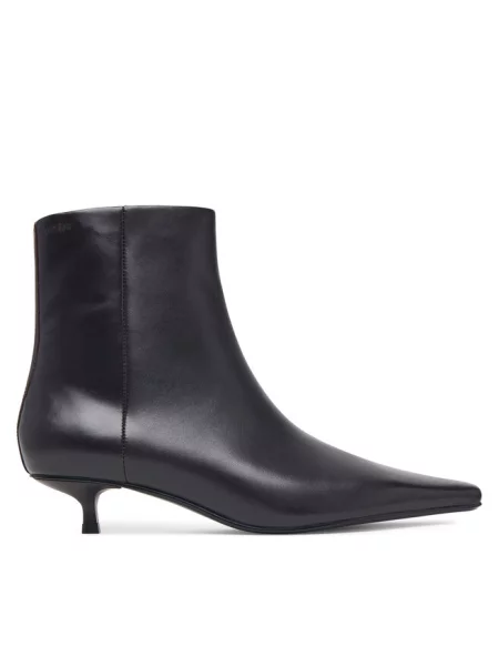 Calvin Klein Botki Kitten Heel Ankle Boot Lth ciemny brązowy