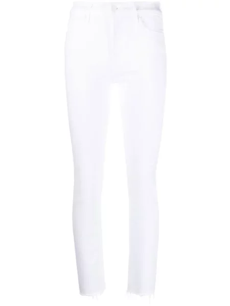 Proste jeansy Mother z wysoką talią białe