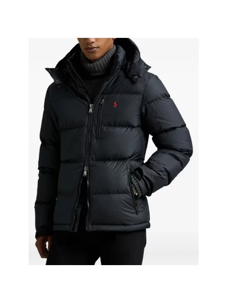 Kurtka puchowa o kroju regular fit z wyhaftowanym logo Polo Ralph Lauren czarna