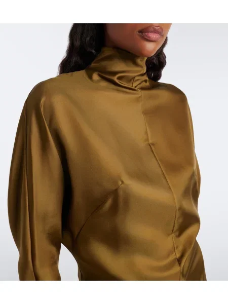 Top Mugler de mătase verde