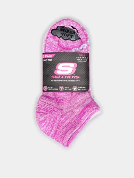 Skechers Non Terry Low Cut Набір шкарпеток Для дівчаток Поліестер/спандекс рожевий