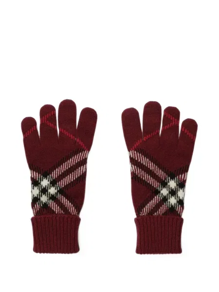 Mănuși Burberry din cașmir în carouri roșu