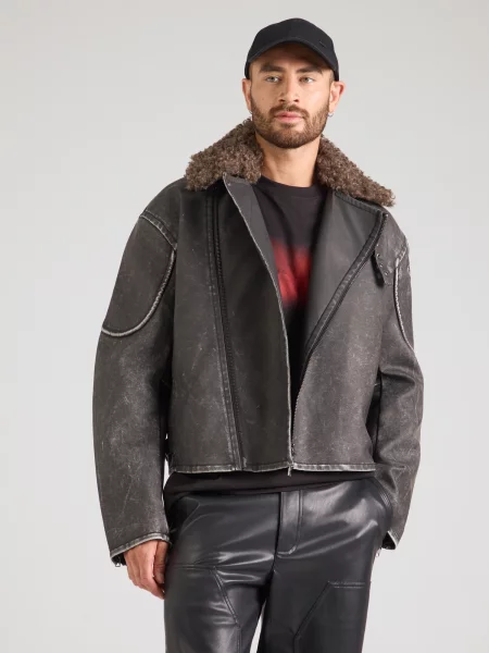 DIESEL Prechodná bunda W-ALEX melírovaná / grafitová hnedá