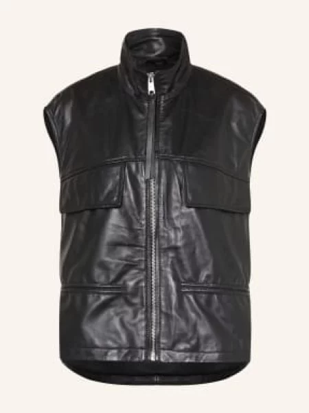 AllSaints bezrękawnik skórzany FLOR czarna