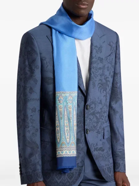 Fular Etro cu model paisley albastru