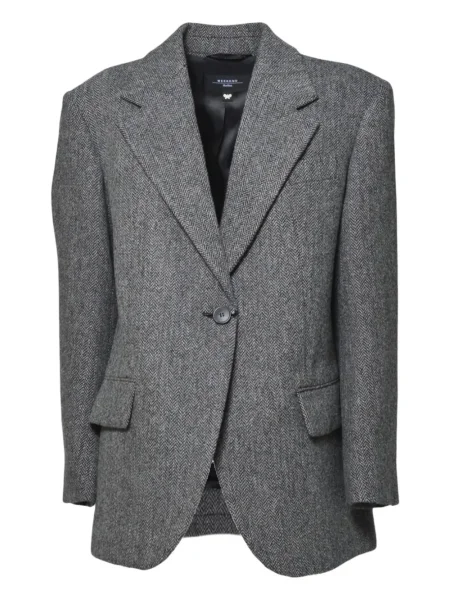 Jednořadé sako Weekend Max Mara se vzorem rybí kosti šedé