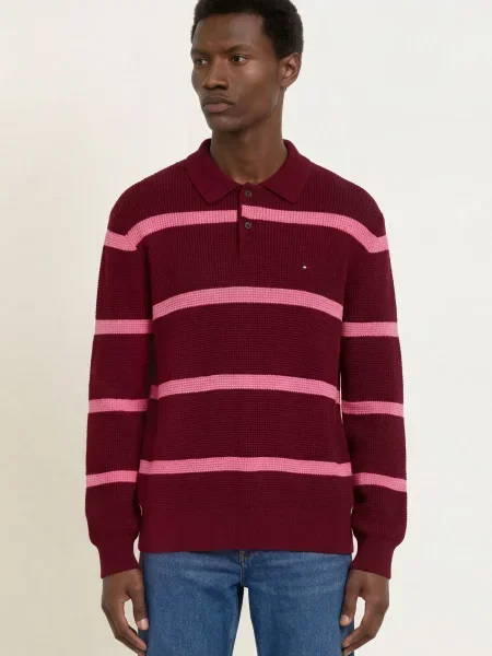 Tommy Hilfiger Rugbyové Tričko tmavě / růžová červená