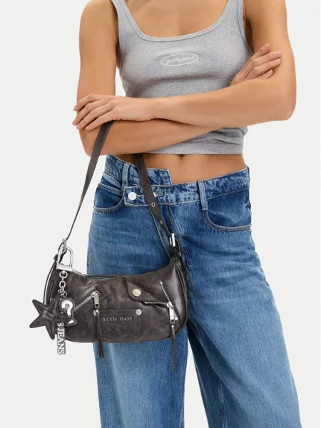 Ročna torba Guess Jeans Temno siva