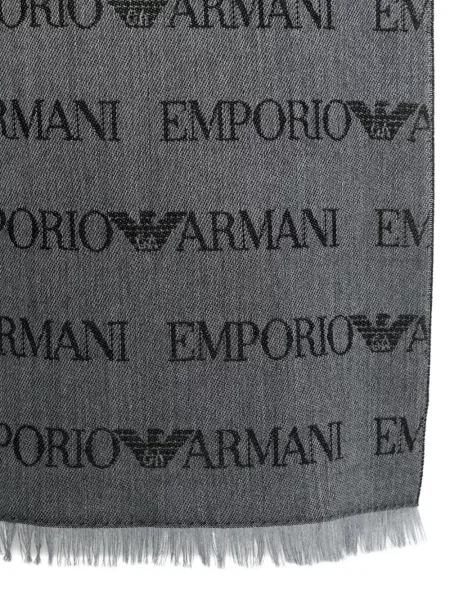 Fular Emporio Armani din jacard cu autograf negru