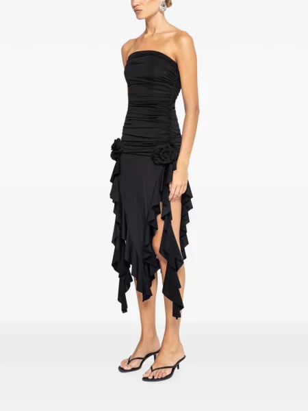 Rochie midi Nissa cu model floral cu aplicații negru