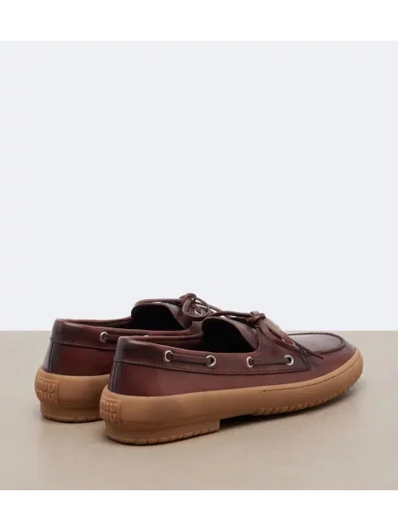 Usnjene loaferke Miu Miu rjava