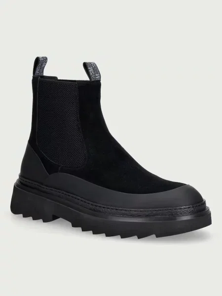 Steve Madden ghete scurte pentru bărbați din piele întoarsă Rockland negru