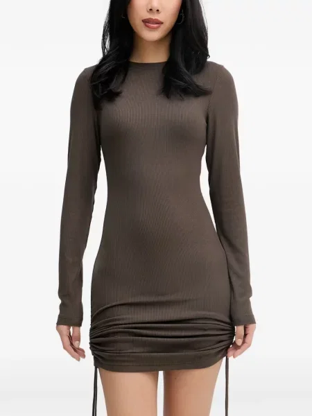 Rochie mini La Mania tricotate maro