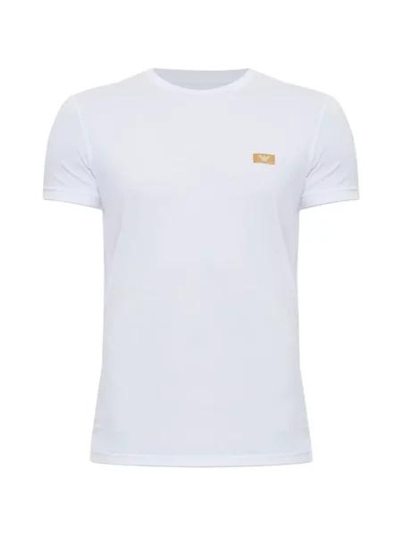 Tričko Emporio Armani jersey s kulatým výstřihem s autogramem bílé