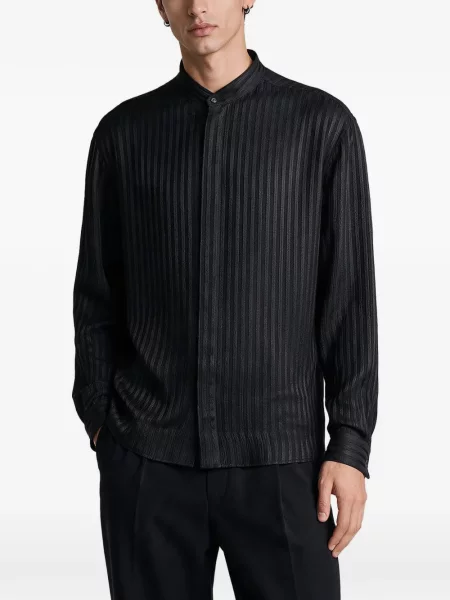 Gulerat cămașă Giorgio Armani cu dungi negru