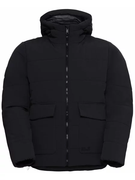 Пуховик Jack Wolfskin с капюшоном черный
