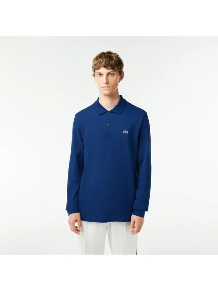 Lacoste Koszulka Polo Z Długim Rękawem Classic Fit Ciemnoniebieska niebieski