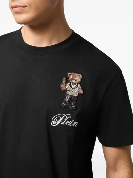 Tricou Philipp Plein cu broderie teddy negru