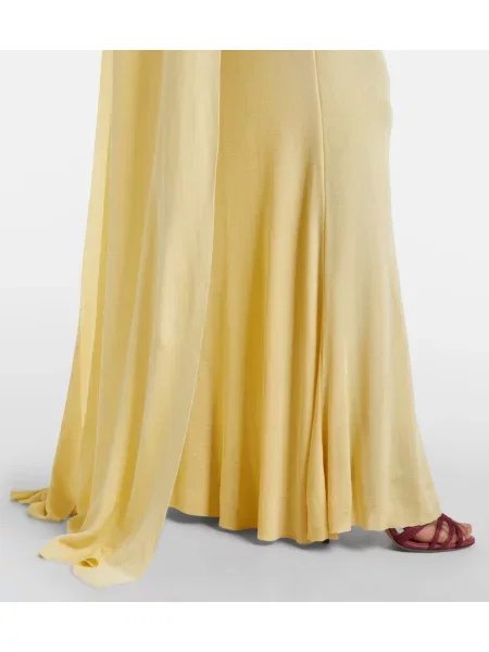 Rochie maxi Self-portrait tricotate galben