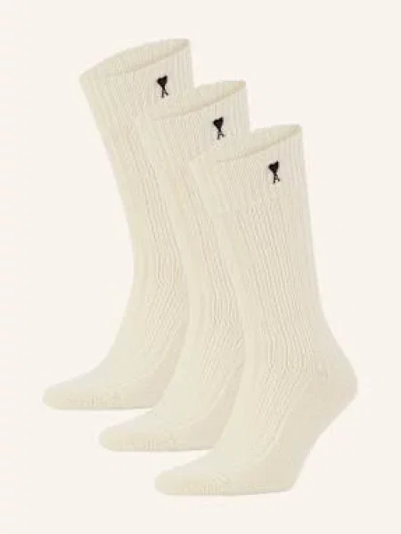 Ami Paris Skarpety 3 Pary beige beżowe