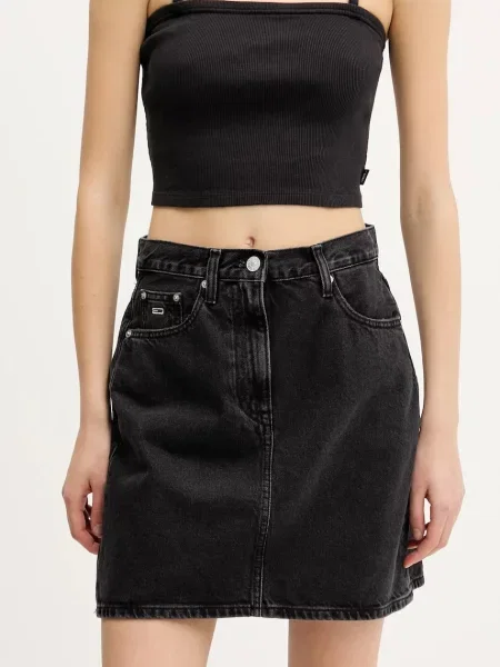 Tommy Jeans spódnica jeansowa mini prosta czarny