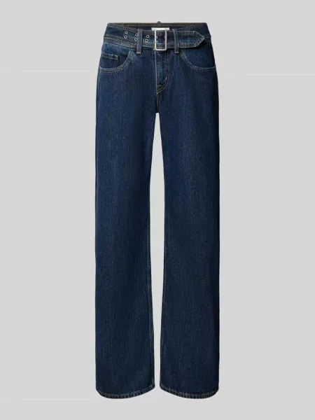 Jeansy o kroju straight fit z czystej bawełny model SUPERLOW' Levi's granatowe