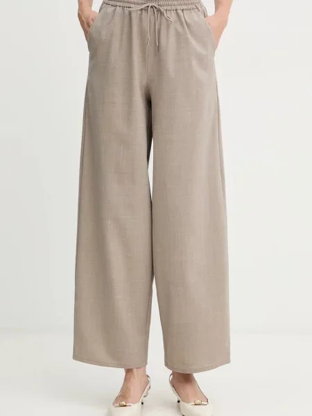 MAX&Co. pantaloni cu lână lat high waist bej