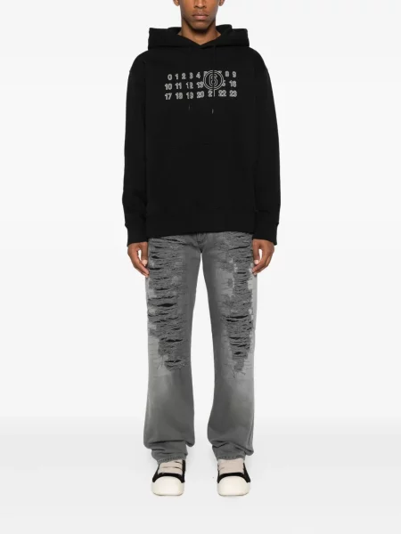 Hanorac cu glugă Mm6 Maison Margiela cu imagine negru