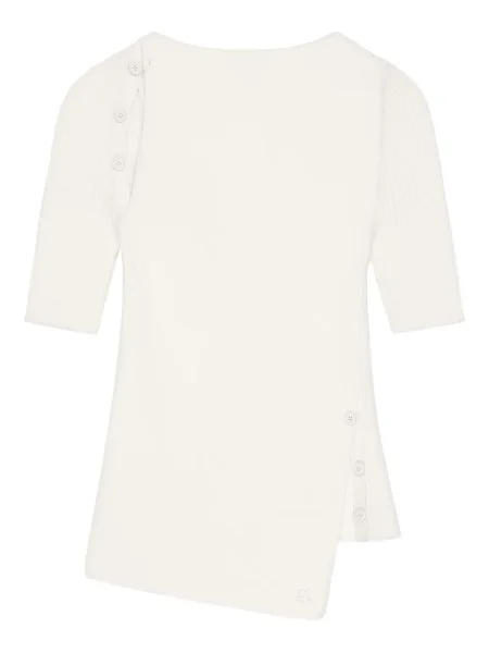 Dzianinowa bluzka Courreges prążkowana biała