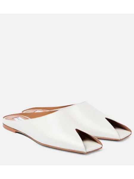 Papuci tip mules Alaïa din piele alb