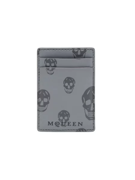 Portfel Alexander Mcqueen skórzany szary