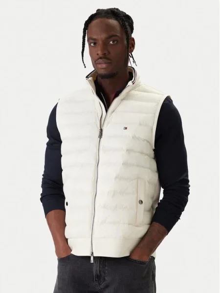 Tommy Hilfiger Vestă elegantă Mix Media Ess Écru