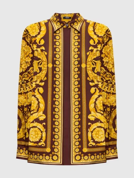 Блуза із шовку Barocco Versace коричнева