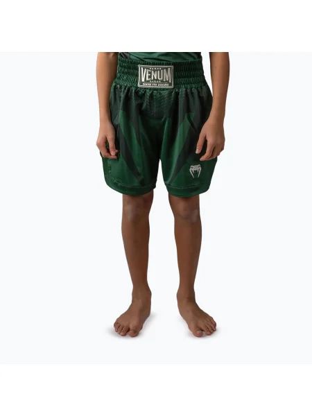 Gyerek edző rövidnadrág Venum Attack Kids Boxing forest green/off white. Méret: 8 fehér