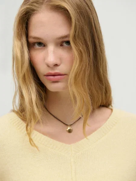 Sweter z przeszyciami Teen L MANGO TEEN żółty