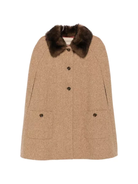 Geacă Valentino Garavani fără mâneci din tweed maro