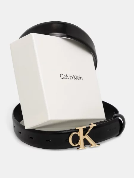 Calvin Klein usnjeni pas črna