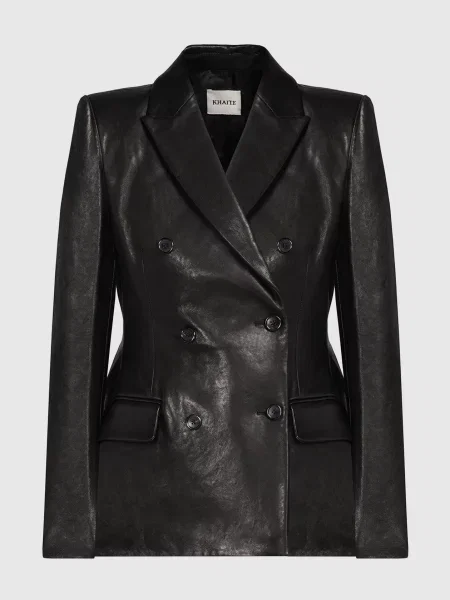 Двобортний шкіряний жакет Martu Khaite чорний