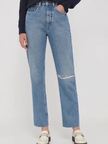 Дънки Pepe Jeans с висока талия синьо