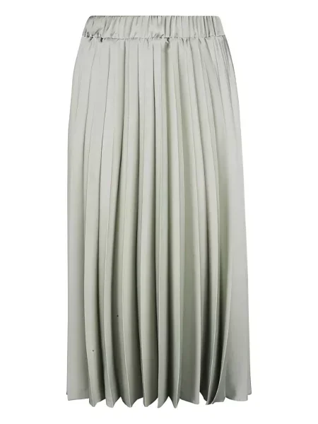 Fusta plisata D.exterior din satin plisată până la genunchi verde