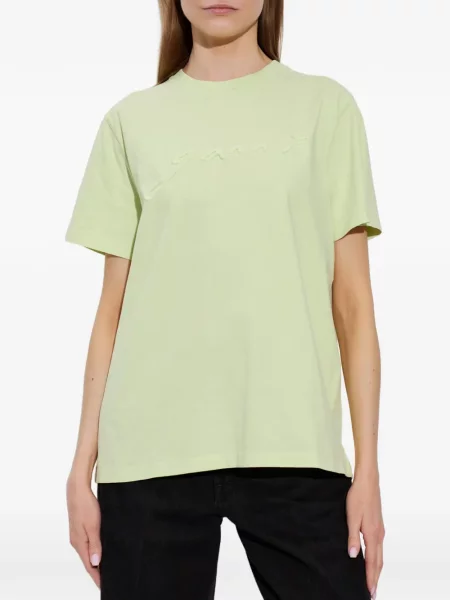 Tricou Ganni cu broderie verde