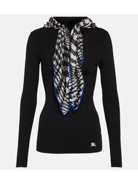 Fular Burberry tricotate negru